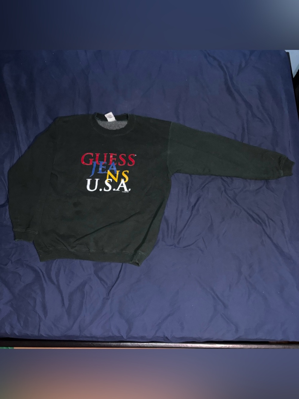 GUESS Green Crewneck Sweatshirt with Multicolor Logo
